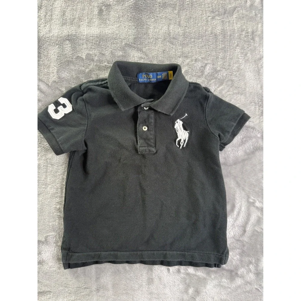 Polo Ralph Lauren Toddler Boys Black Big Pony Shirt Size 3T Short Sleeve #3